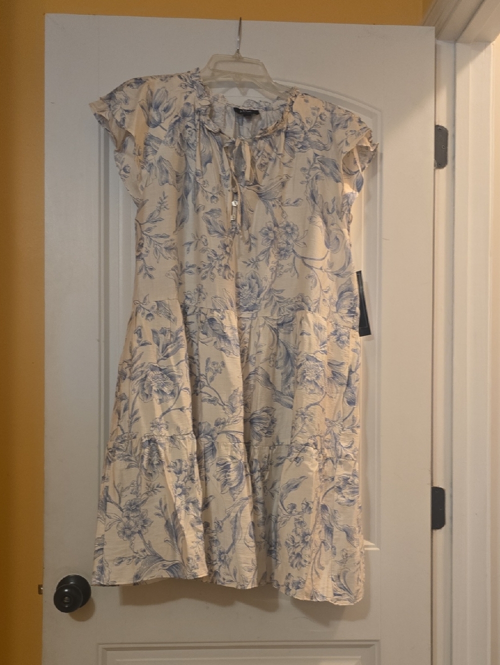 MSK Cream Midi Dress with Blue Floral Print
